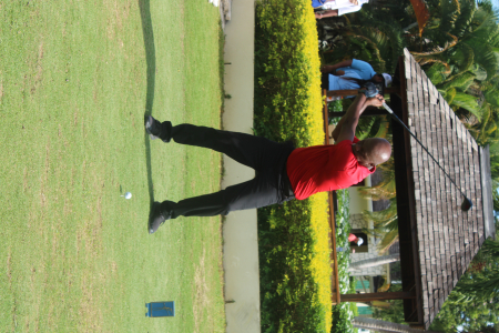 Senior Pro Champion Chris Richards from T and T tees off to start Day-3